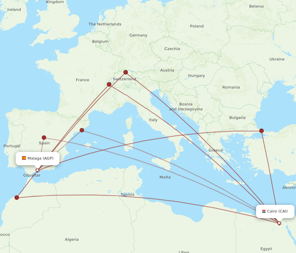 AGP to CAI flights and routes map