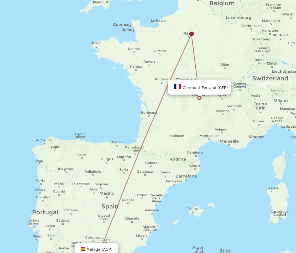 AGP-CFE flight routes