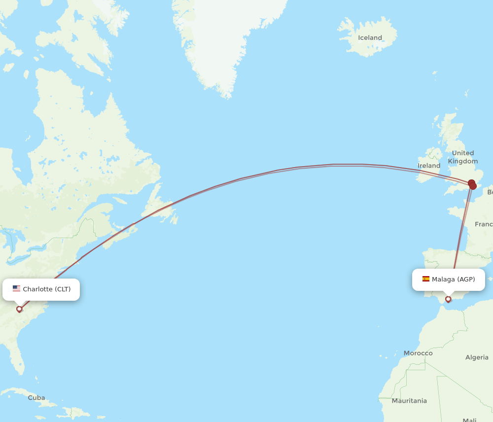 AGP-CLT flight routes