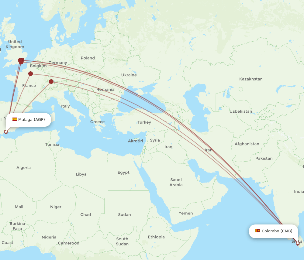 AGP-CMB flight routes