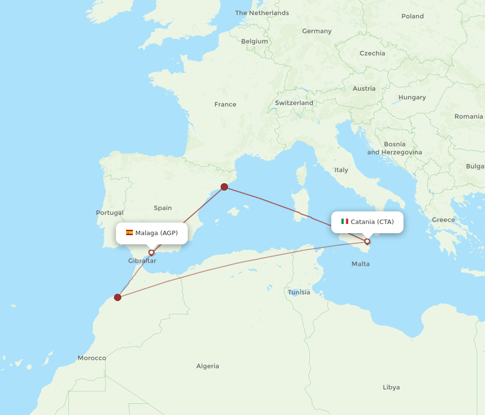 AGP to CTA flights and routes map