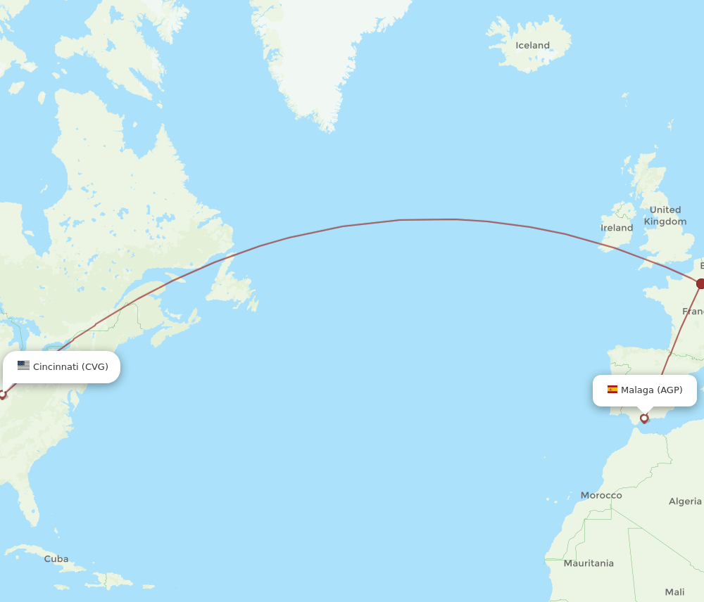 AGP-CVG flight routes