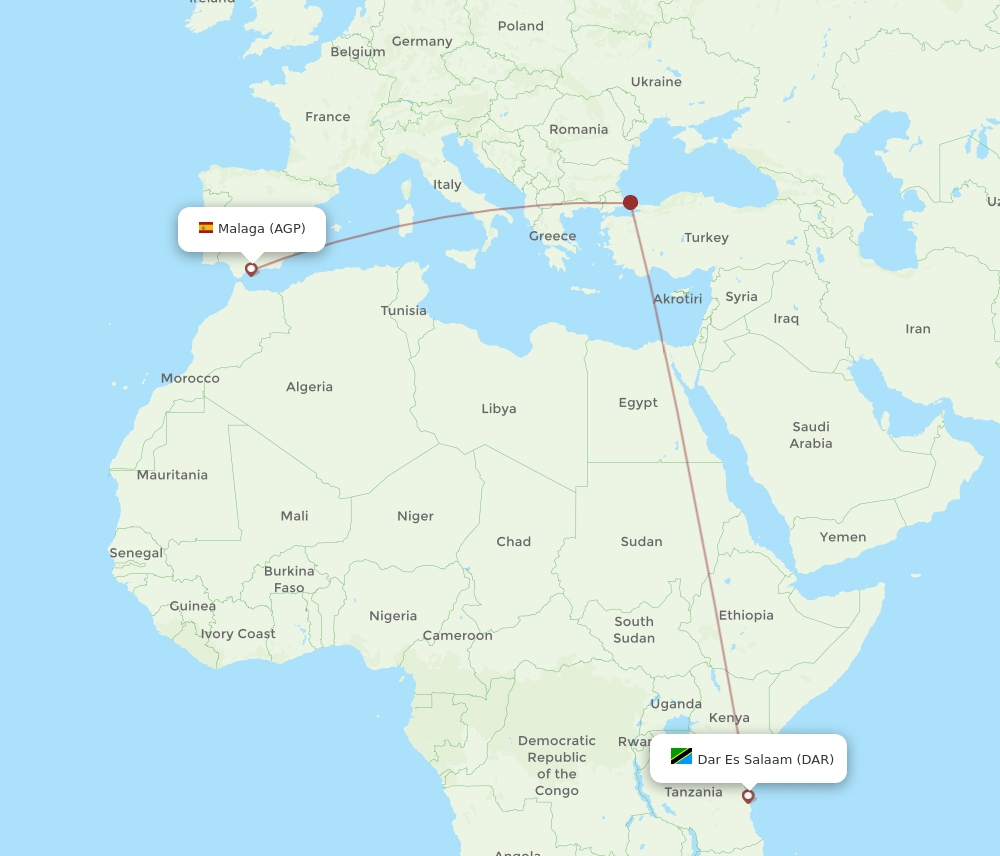 AGP to DAR flights and routes map