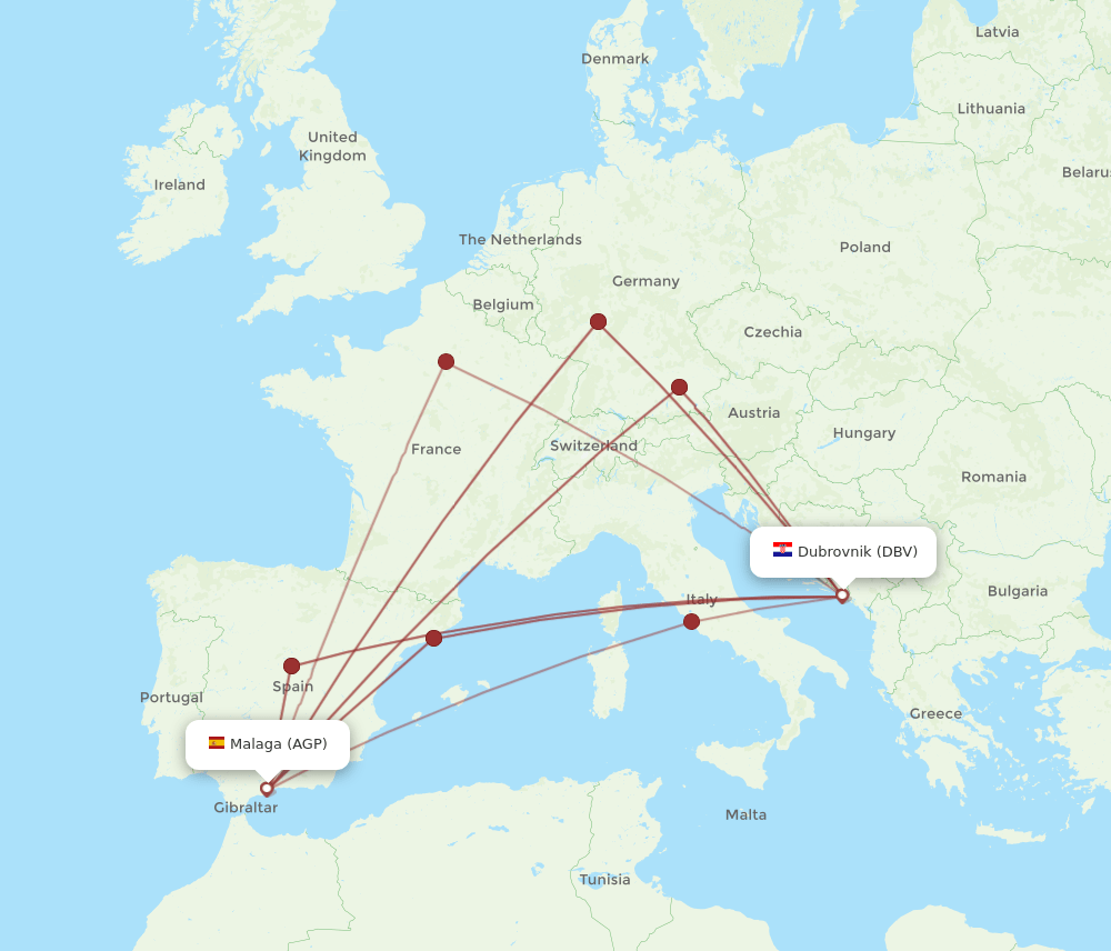 AGP-DBV flight routes