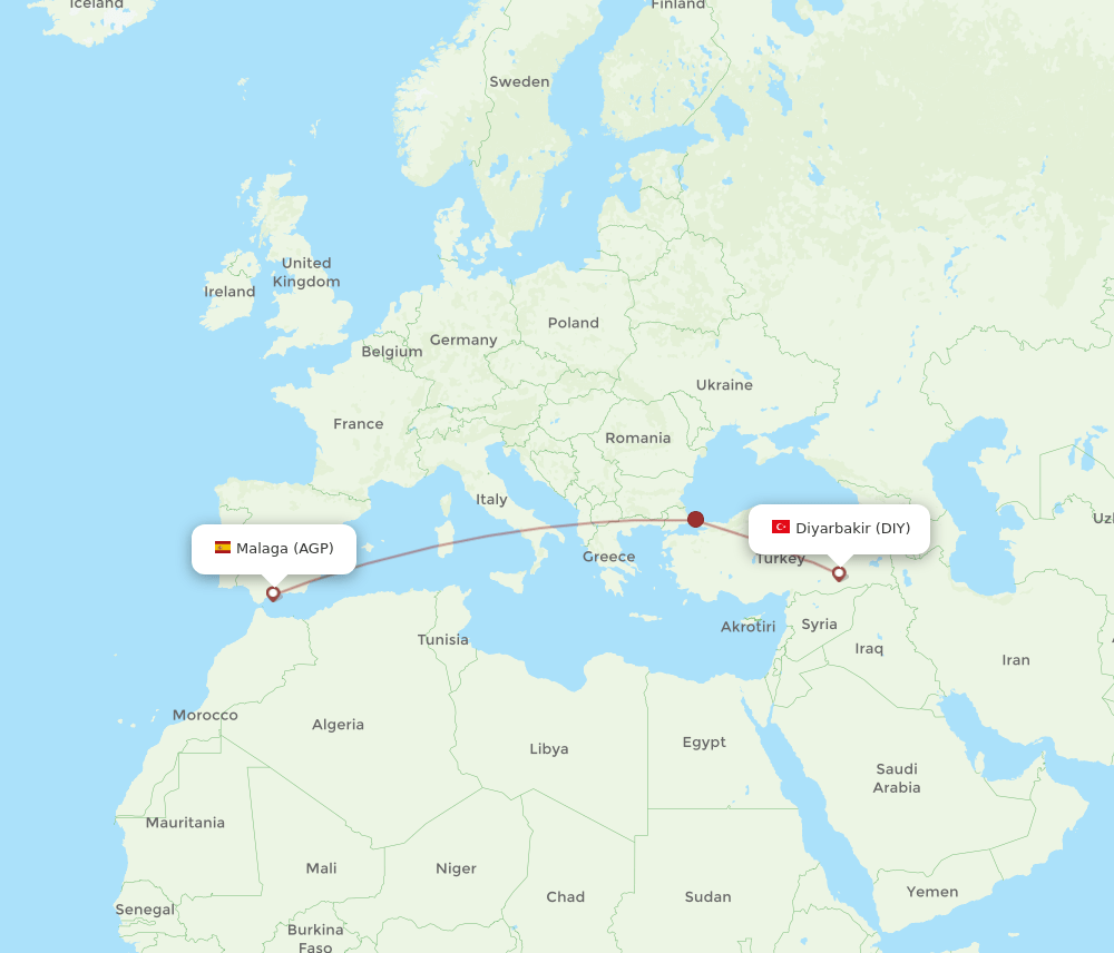 AGP-DIY flight routes