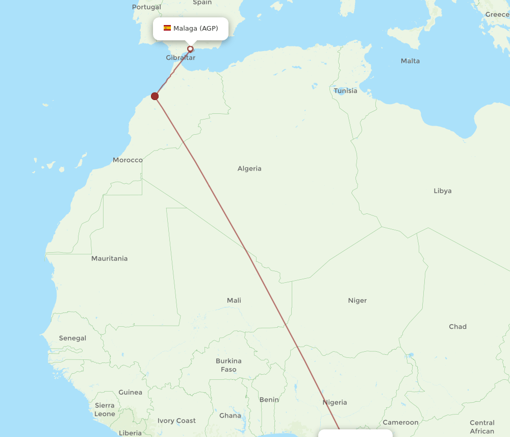 AGP to DLA flights and routes map