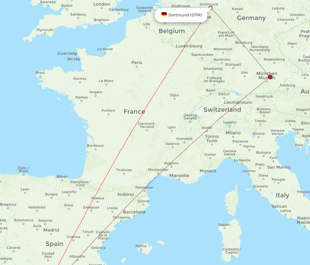 AGP to DTM flights and routes map