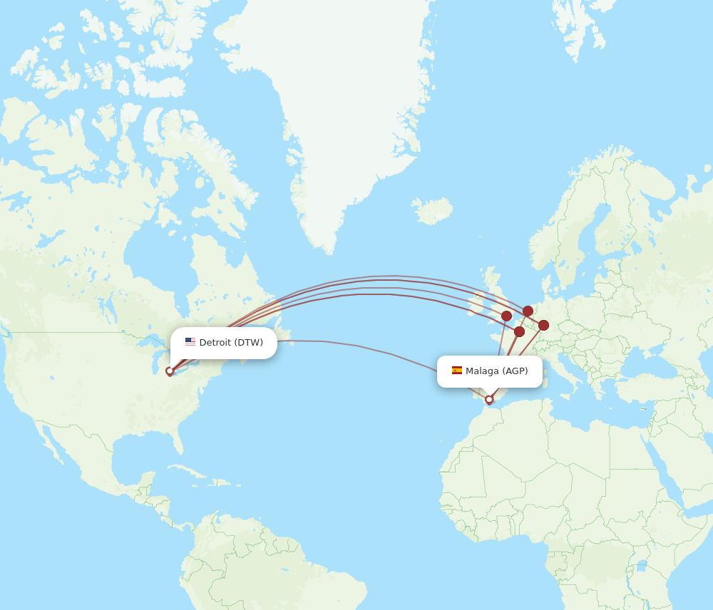 AGP-DTW flight routes