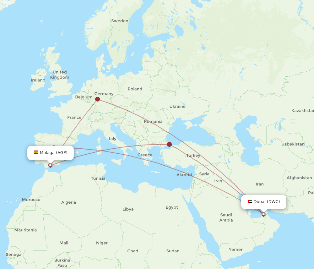 AGP-DWC flight routes