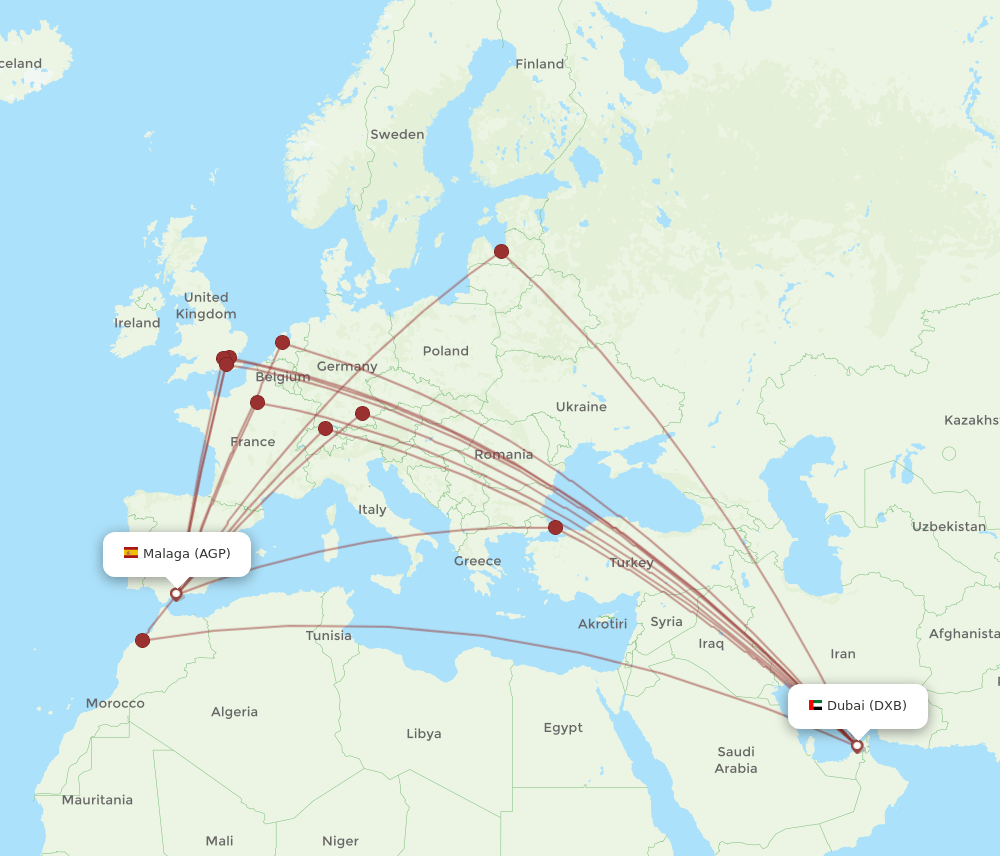 AGP-DXB flight routes