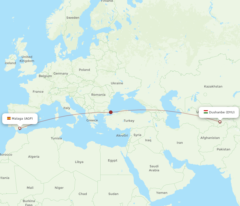 AGP-DYU flight routes