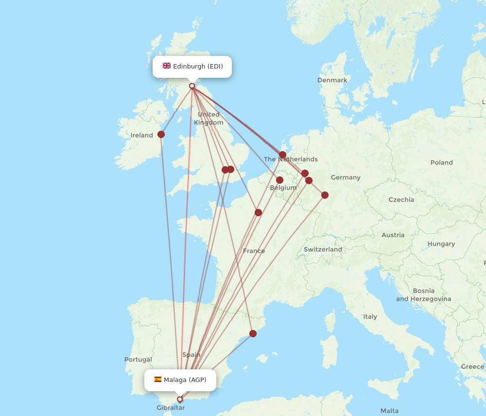 AGP to EDI flights and routes map