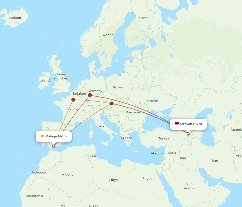 AGP-EVN flight routes