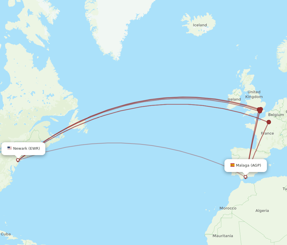 AGP-EWR flight routes