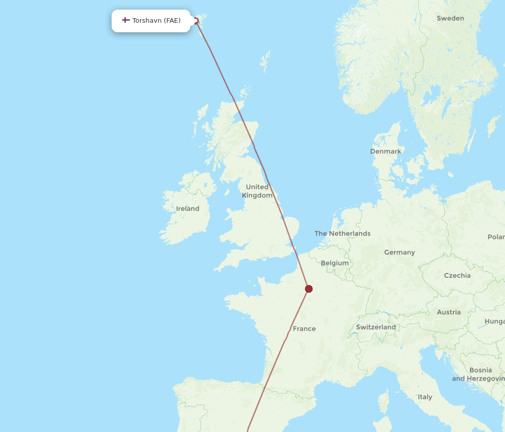 AGP to FAE flights and routes map