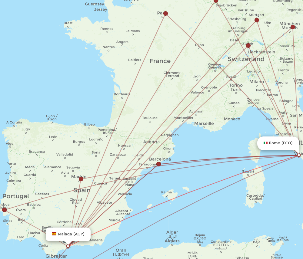AGP to FCO flights and routes map