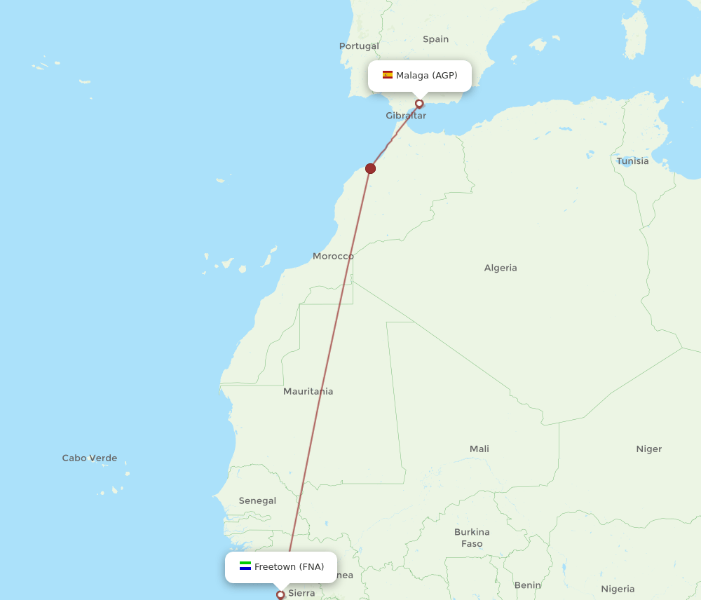 AGP-FNA flight routes