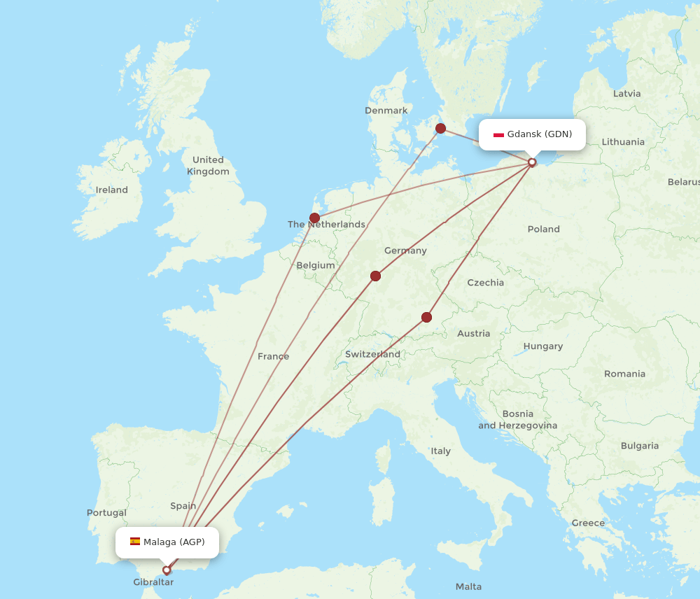 AGP-GDN flight routes