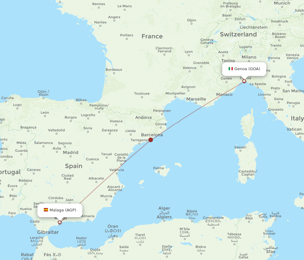AGP-GOA flight routes