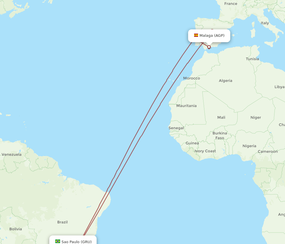 AGP-GRU flight routes