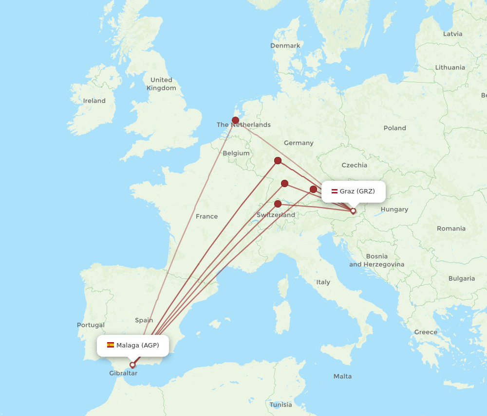 AGP to GRZ flights and routes map