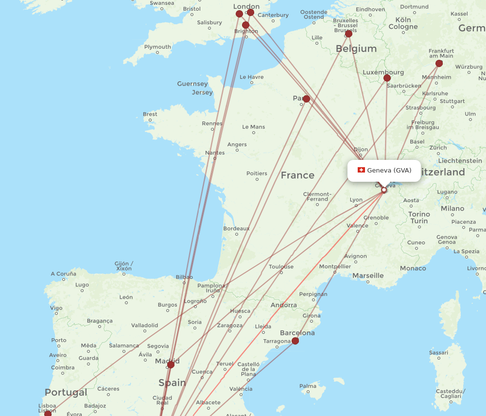 AGP to GVA flights and routes map