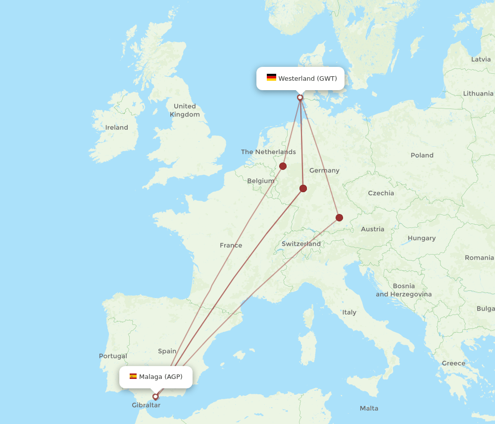 AGP-GWT flight routes
