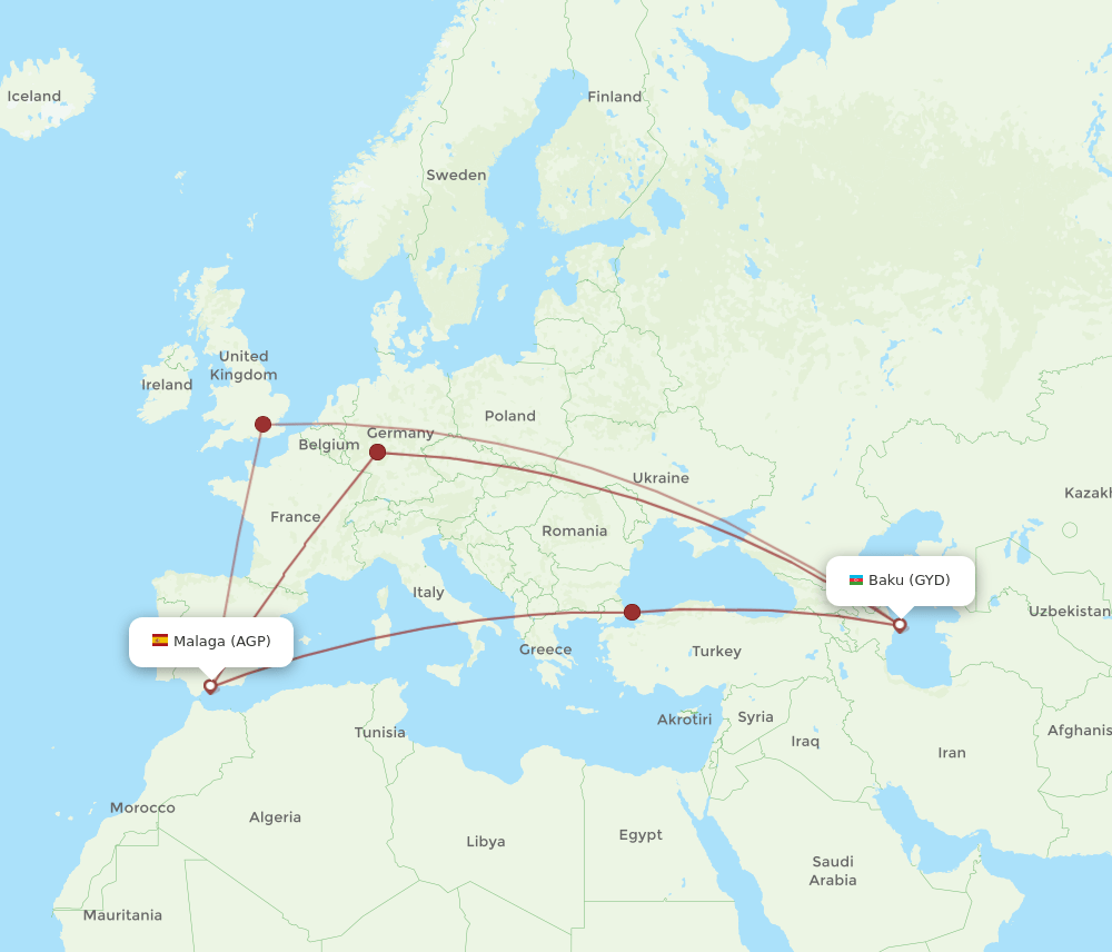 AGP-GYD flight routes