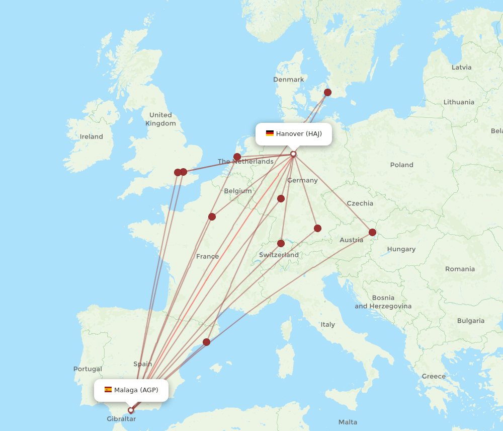 AGP to HAJ flights and routes map