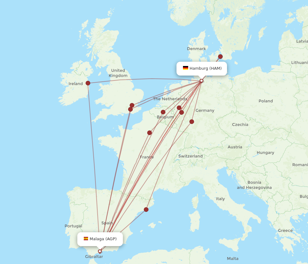 AGP to HAM flights and routes map