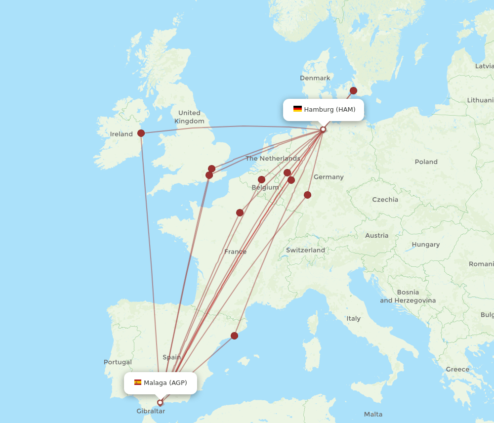 AGP-HAM flight routes