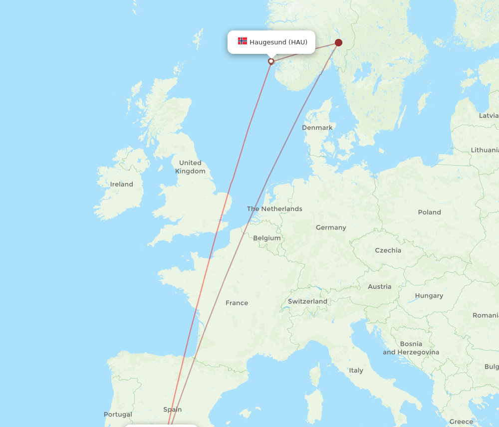 AGP-HAU flight routes