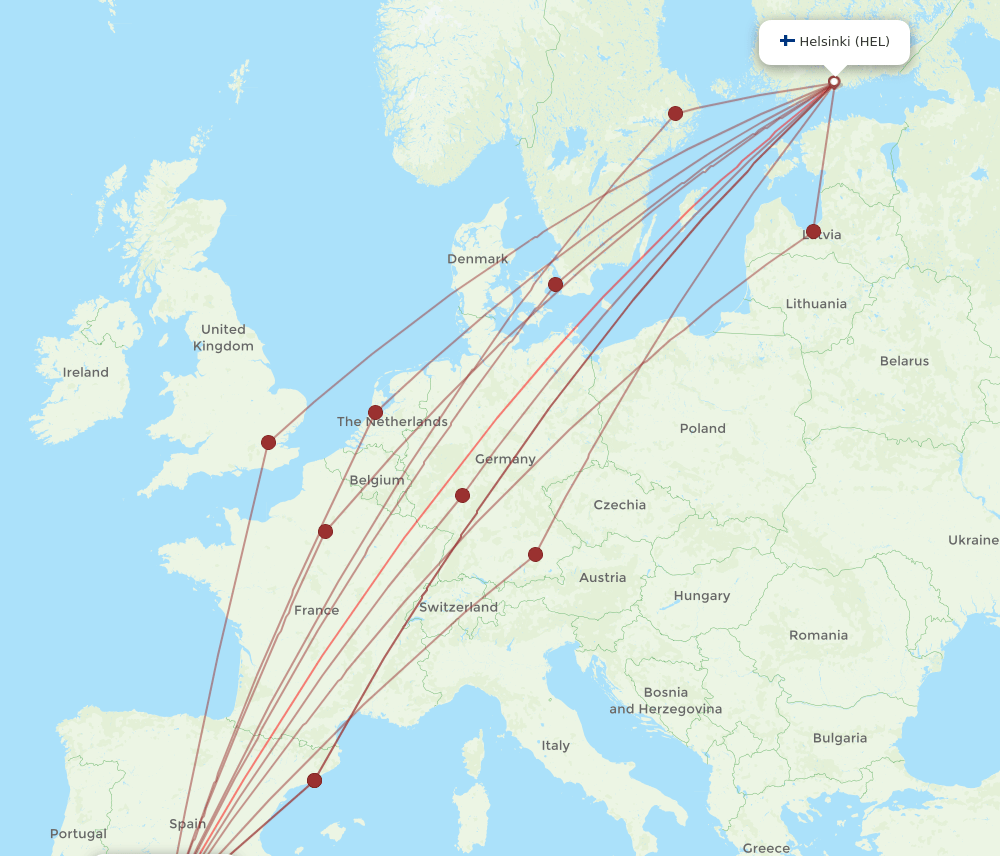 AGP to HEL flights and routes map