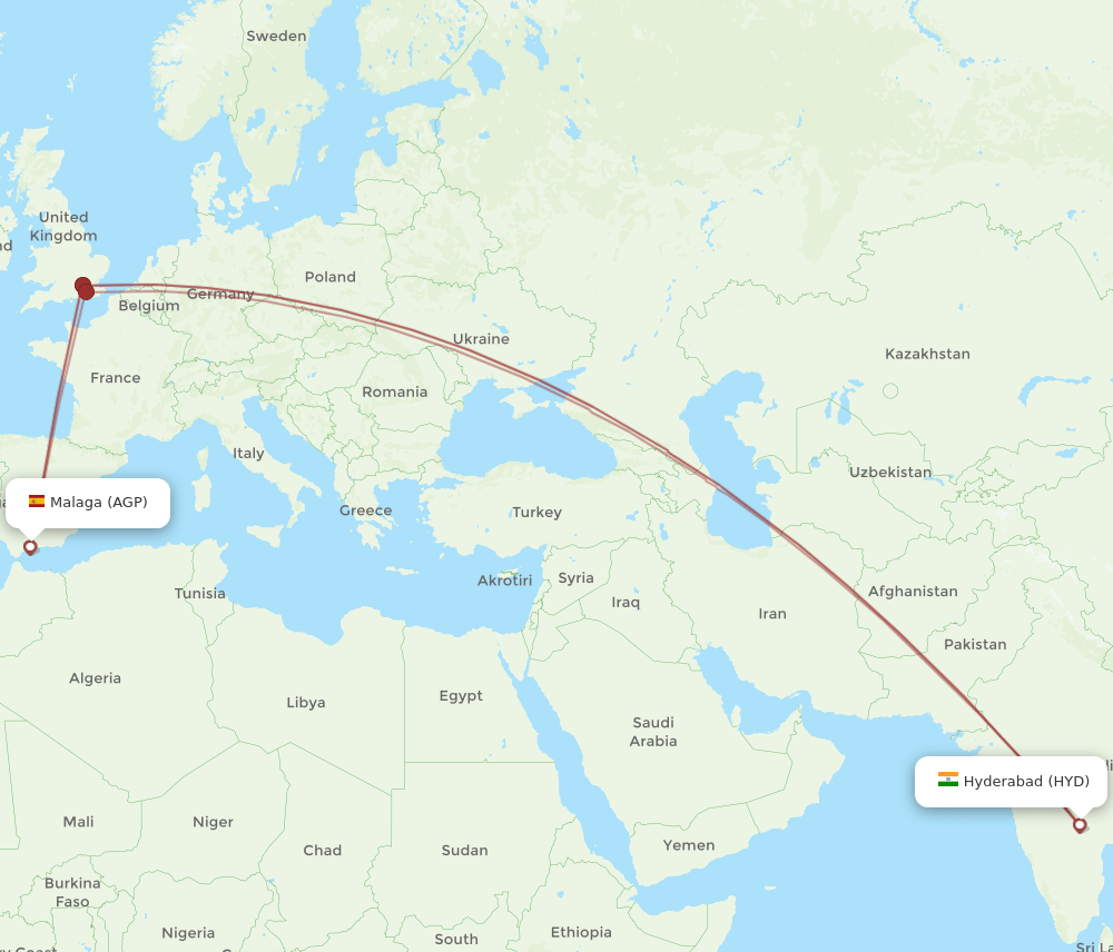 AGP-HYD flight routes