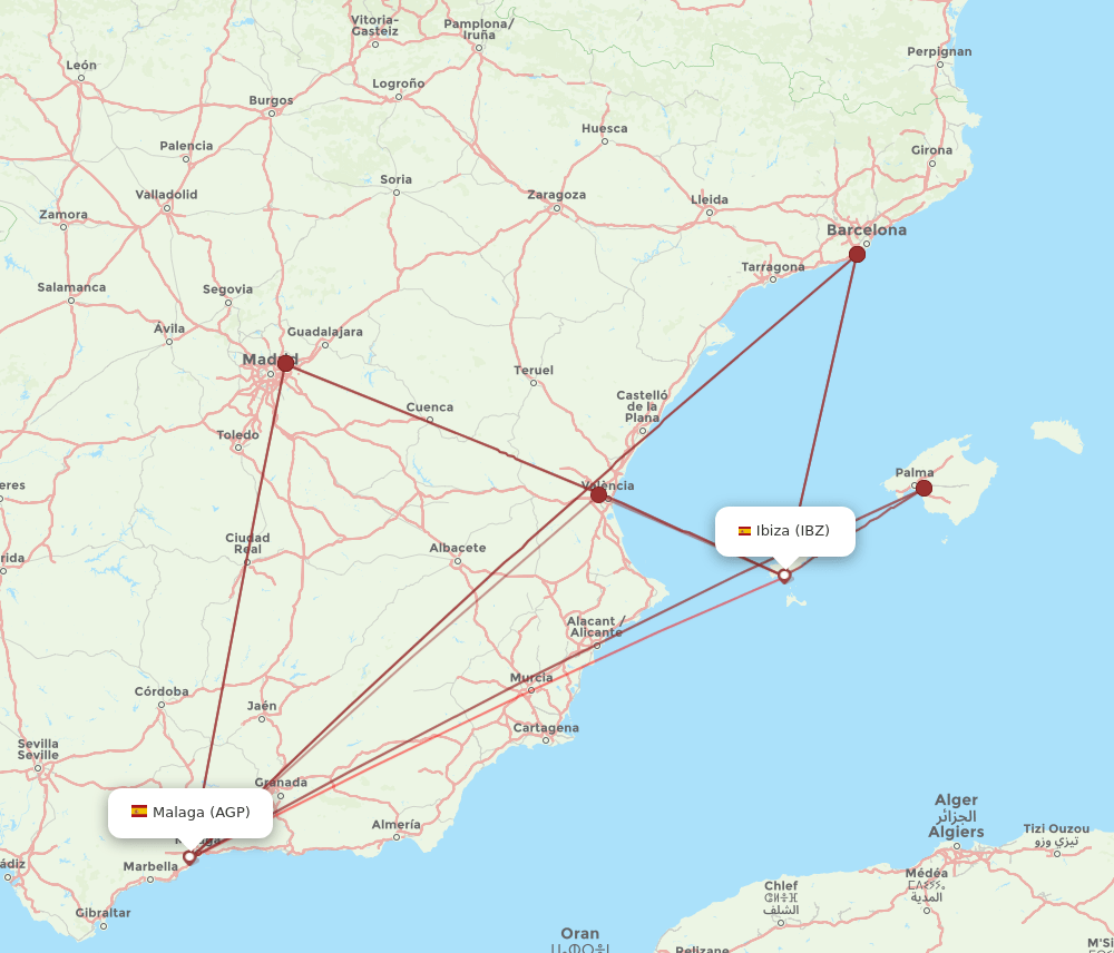 AGP-IBZ flight routes