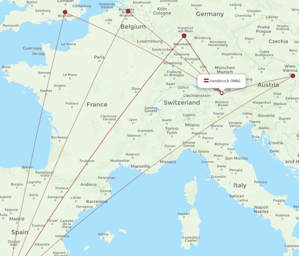AGP to INN flights and routes map
