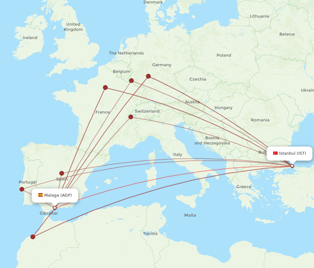 AGP-IST flight routes