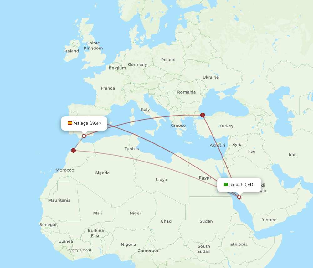 AGP-JED flight routes