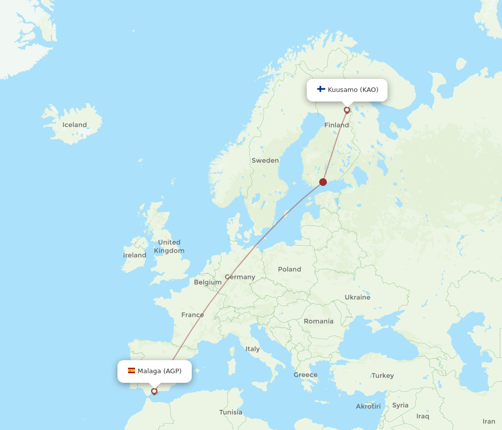 AGP-KAO flight routes