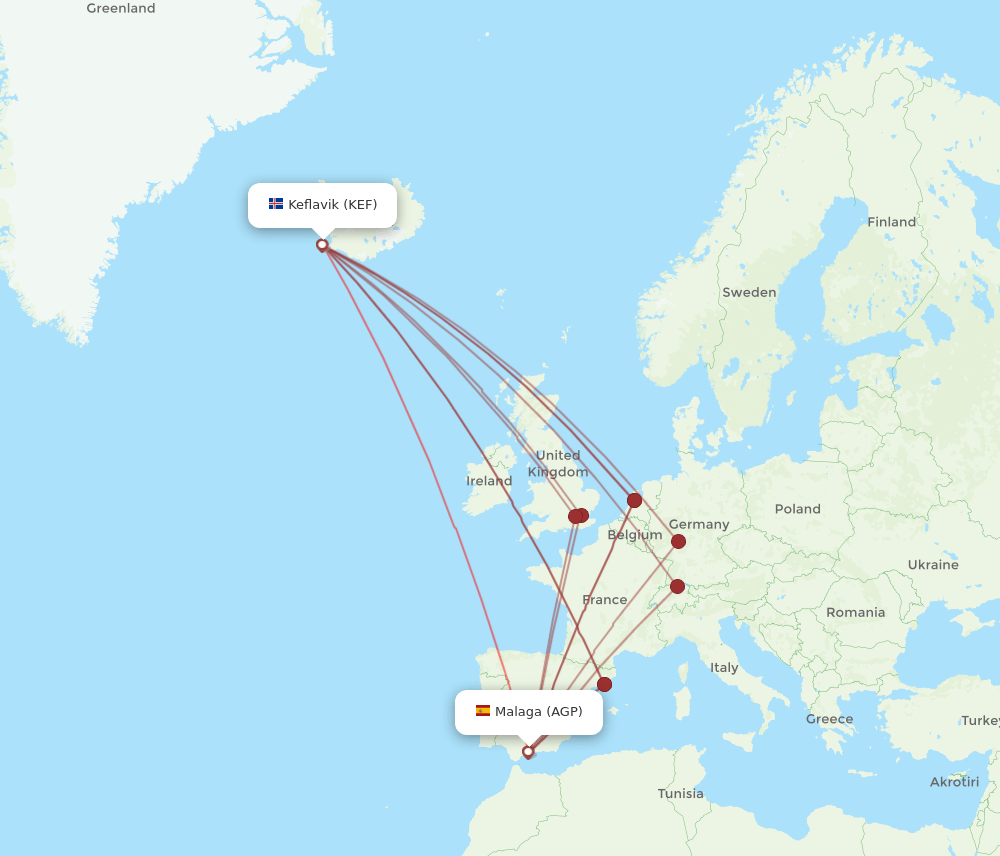 AGP-KEF flight routes