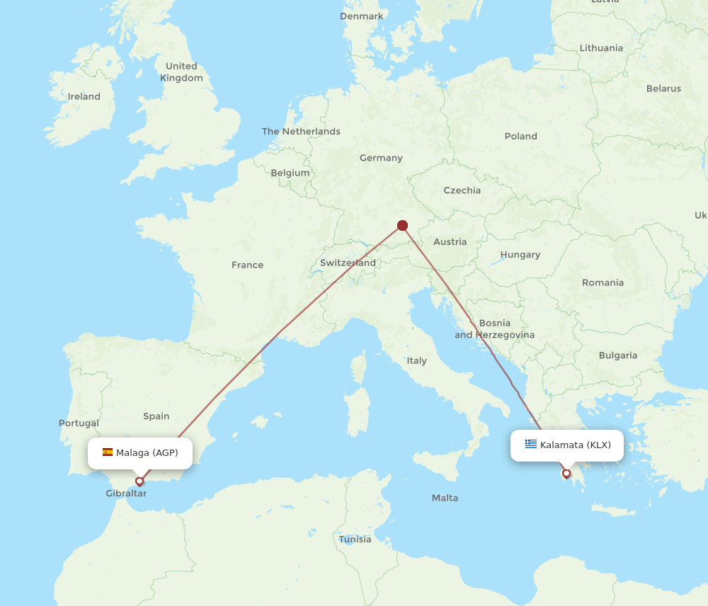 AGP-KLX flight routes