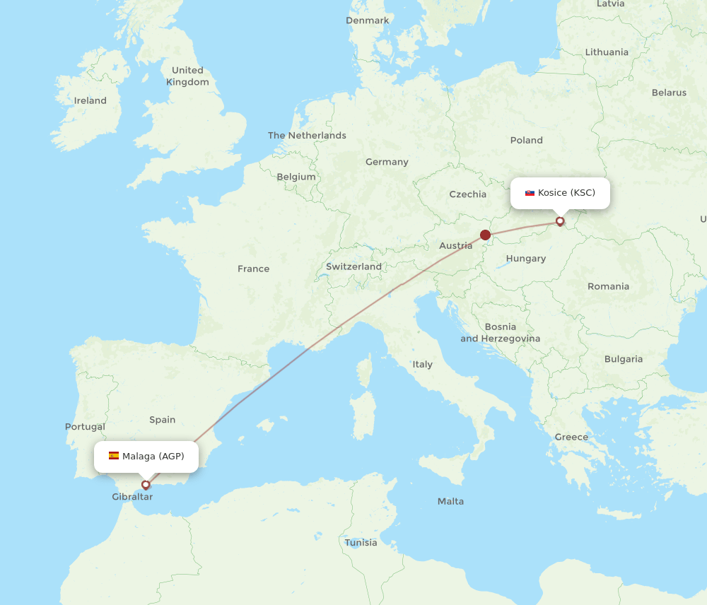 AGP-KSC flight routes