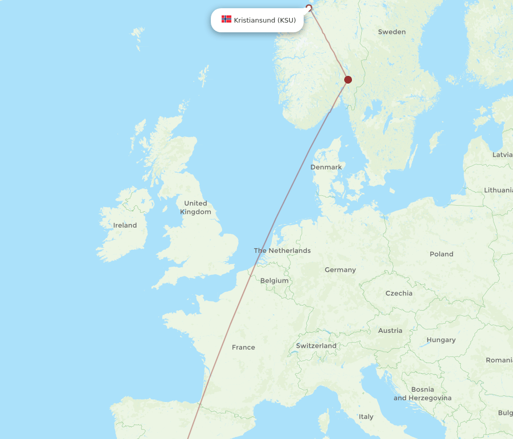 AGP-KSU flight routes