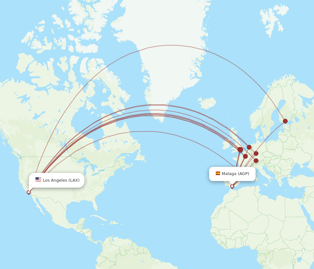 AGP-LAX flight routes