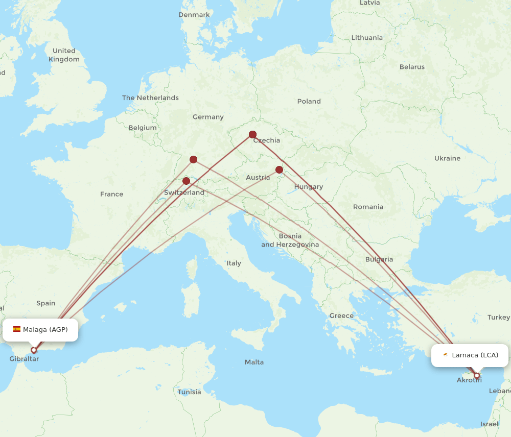 AGP-LCA flight routes