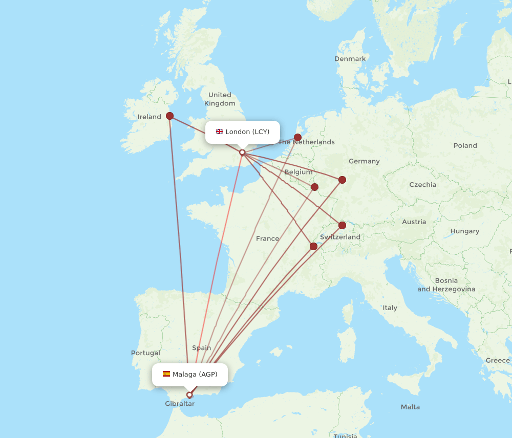 AGP-LCY flight routes