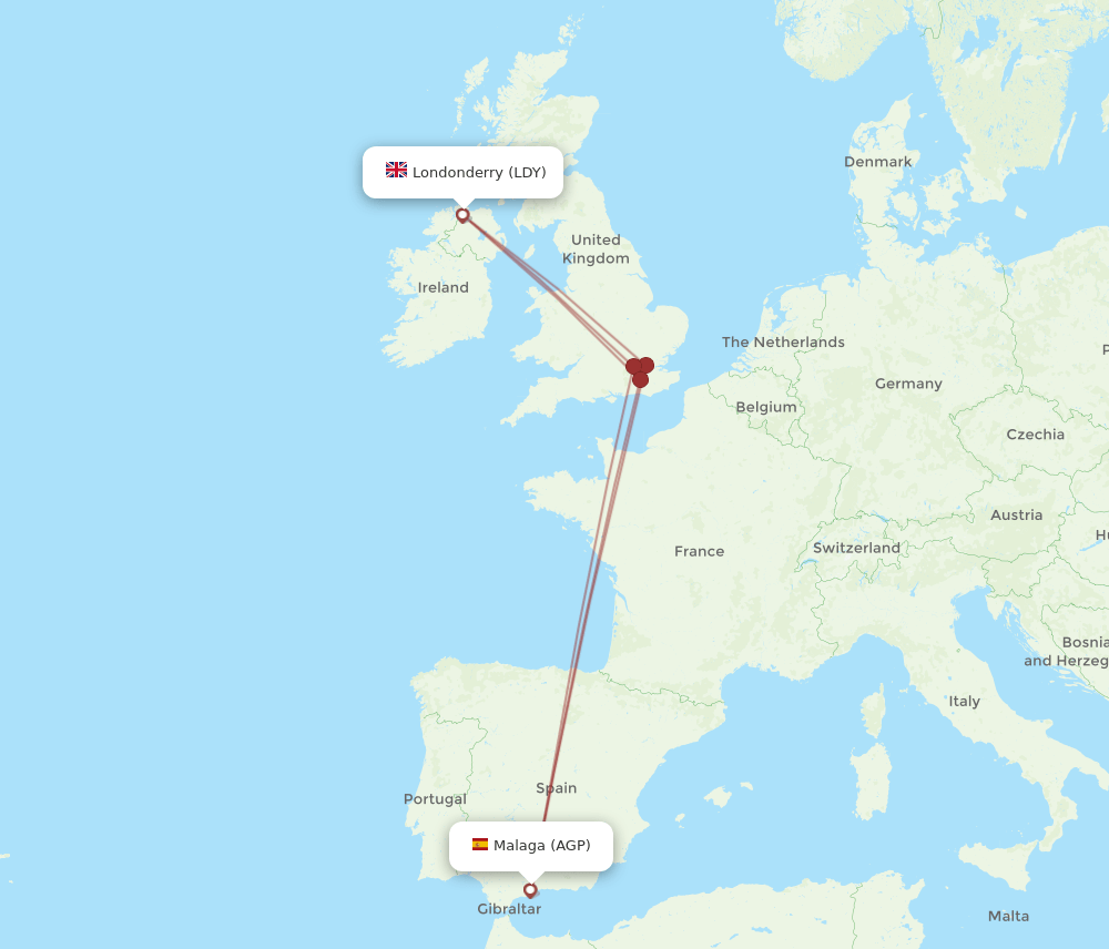AGP-LDY flight routes