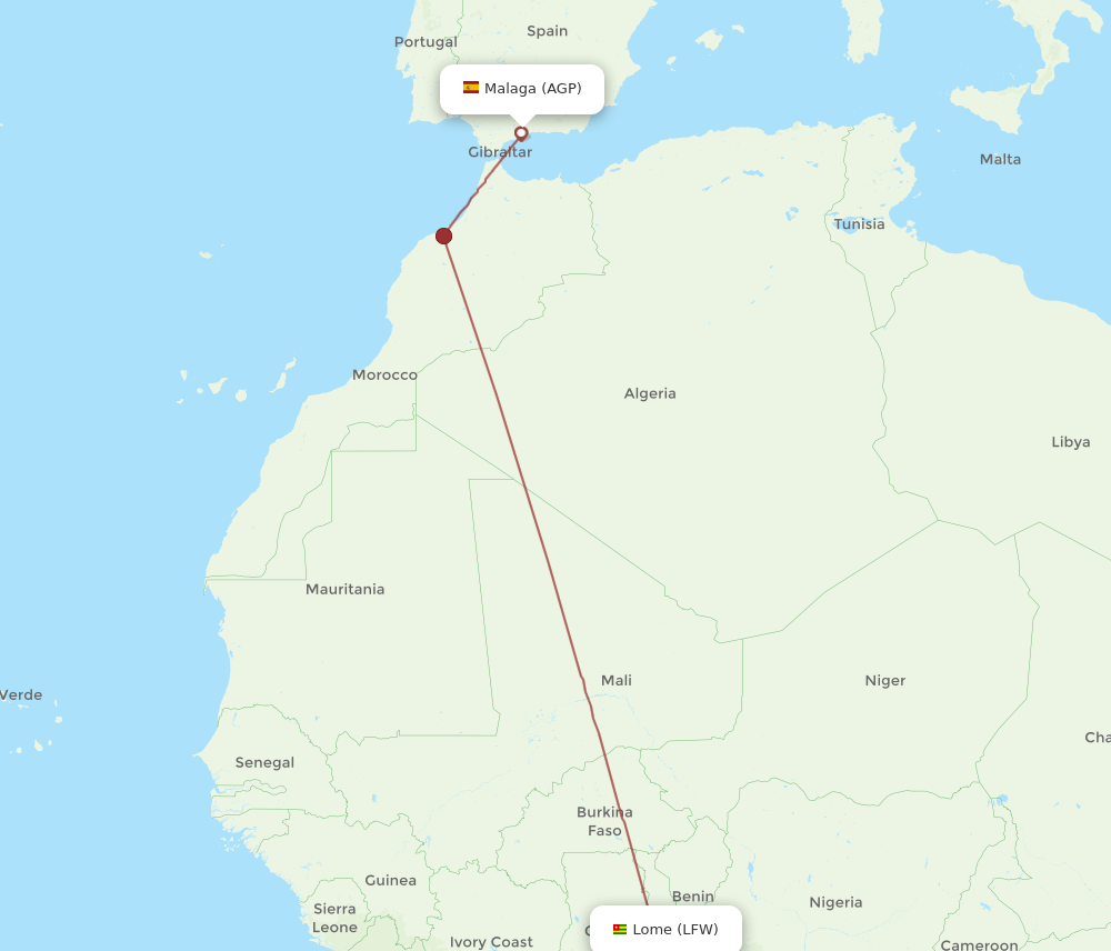 AGP-LFW flight routes