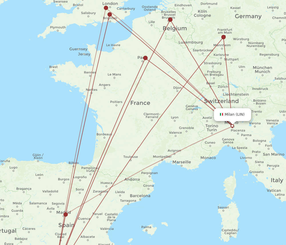 AGP to LIN flights and routes map