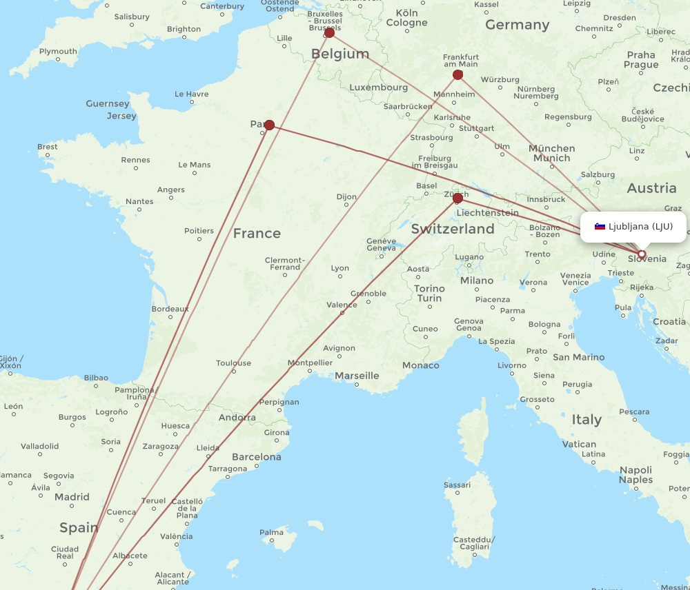 AGP-LJU flight routes